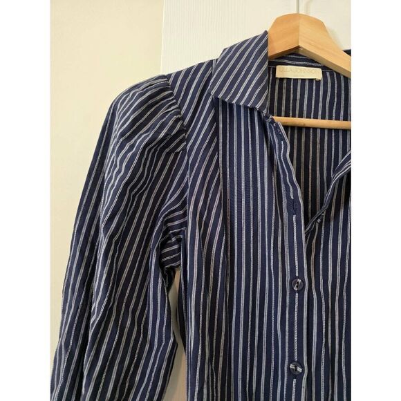 Ulla Johnson Athena Blue Striped Midi Belted Dress 2 - Picture 4 of 10